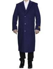  Overcoat Indigo Blue Long men's Dress Topcoat -  Winter coat 4XL 5XL 6XL Big and Tall Large Man ~ Plus Size Three Button