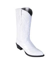  White King Eel Skin J-Toe Los Altos Dress Cowboy Boot Cheap Priced For Sale Online With Sandle Vamp