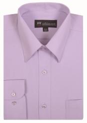  Men's Traditional Plain Solid Lavender Color Dress Cheap Fashion Clearance Groomsmen Shirts Sale Online For Men