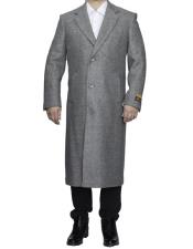 Full Length Light Grey Ankle length Wool Dress Top Coat / Overcoat 