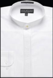 Embroidered Banded Collar dress Cheap Fashion Clearance Shirt Sale Online For Men without collars Online Indian Wedding Outfits - Mandarin - Nehru Collar Jacket Collarless Style White 