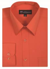  Men's Plain Solid Orange Color Traditional Dress Cheap Fashion Clearance Groomsmen Shirts Sale Online For Men