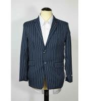  Two buttons  Pinstripe Notch Collared navy blue colored Sport coat Jacket Best Cheap Blazer Suit Jacket For Affordable Cheap Priced Unique Fancy For Men Available Big Sizes on sale Men