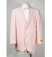  Summer Seersucker suit Pattern Two Button Pink  Notch Collared Sportcoat Jacket Best Cheap Blazer For Affordable Cheap Priced Unique Fancy For Men Available Big Sizes on sale Men