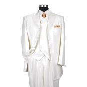  Creme Vested 8 button White & Off White Wedding 3 Piece Suits For Groom Jacket For Sale 