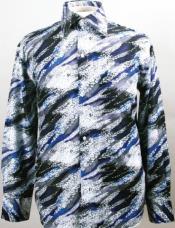  Fancy Man Made Fiber Dress Cheap Fashion Clearance Shirt Sale Online For Men With Button Cuff Blue 