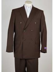  Classic Fit Peak Collared Double Breasted Coco Chocolate brown 6 Button Lightweight Material Summer Polyester Suits Men