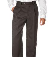 Mens Pleated Dress Pants Basic Solid Plain Pleated creased Dress Pants For online Coco Chocolate brown Wool fabric G