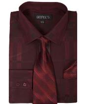  Men's Shadow Striped Tie with Hanky 60% Cotton 40% Polyester Burgundy Dress Cheap Fashion Clearance Shirt Sale Online For Men