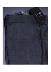  Men's 100% Wool Fine Nail Head Italian Premium Dark Charcoal Flat Front Pants