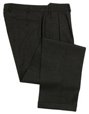  Double-Reverse Pleated 100% Wool Lined To The Knee Dress Pants Slacks Dark Charcoal