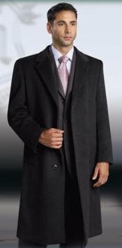  38 Inch Charocal Gray classic model features button front Wool & Cashmere men's Overcoat