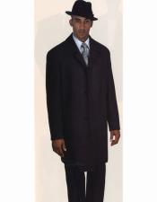  Men's Wool Blend Hidden Button 40 Inch Dark Charcoal Grey Long Overcoat