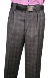  Classic Fit Pleated Front Window Wool fabric Dress Slacks Dark Charcoal Masculine color men's Wide Leg Trousers