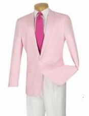 1-Button Linen For Beach Wedding outfit/Cotton Modern Slim Fit Sportcoat Pink 