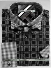  Daniel Ellissa Ds3779BP2 French Cuff Dress Cheap Fashion Clearance Shirt Sale Online For Men Dark color black 