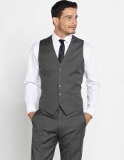  100% Super Fine Italian Merino Dark Grey Vest + Matching Dress Pants Set