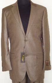  Designer 2-Button Shiny Cocoa Coco Chocolate brown Sharkskin Suit 
