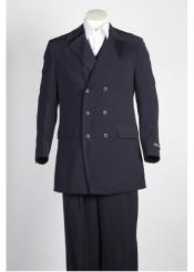  men's Double Breasted Navy Suit Wide Leg Pleated Pants