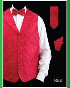Men's Neck Ties - Mens Dress Tie - Trendy Mens Ties 4 Piece Groomsmen Wedding Vest ~ Waistcoat ~ Waist coat For Groom and Groomsmen Combo (Bow Groomsmen Ties,Hanky) - Lapelled Vest Red Prom pastel color 