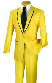  Two Toned yellow ~ Black and Gold With Dark color black Collared suit (Prom Outfit Wedding Groomsmen Tuxedo / Graduation Homecoming Outfits Looking Dinner Jacket Sportcoat + Pants)