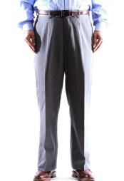  100% Wool Gray Regular Size & Big and Tall Dress PantsPleated Pants Gabardine Fabric 