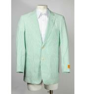 Summer Seersucker suit Pattern Two buttons Notch Collared Sportcoat Jacket Best Cheap Green Blazer Suit Jacket For Affordable Cheap Priced Unique Fancy For Men Available Big Sizes on sale Men