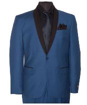  Men’s Black Satin Inexpensive ~ Cheap ~ Discounted Clearance Sale Extra Slim Fit Prom Bright Blue Tuxedo with Black Satin Shawl Lapels
