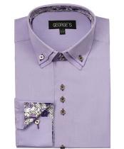  Men's 40% POLY Cheap Fashion Clearance Groomsmen Shirts Sale Online For Men Solid Lavender Color 60% Cotton Double Collar Design Sleeves