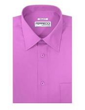  Ferrecci Classic Regular Fit Barrel Cuffs Lavender Dress Cheap Fashion Clearance Shirt Sale Online For Men Cotton Blend 