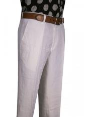  Modern Fit Flat Front Pleated creased Pant White men's Wide Leg Trousers