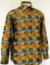  Fancy Man Made Fiber Dress Cheap Fashion Clearance Shirt Sale Online For Men With Button Cuff Mustard 
