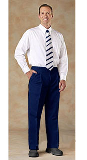  Pleated creased Pants / Slacks Plus White Shirt & Matching Tie navy blue colored 
