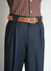  Superior fabric 150's Wool fabric Wide Leg Dress Pants / Slacks Navy