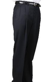  55% Dacron Man Made Fiber Navy SomersetDouble- Pleated creased Slaks / Dress Pants Trouser 