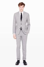  Buttons Grey Suit White