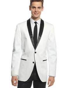  1 One Button White and Dark color black Collared Shawl Collar Sportcoat Blazer ~ Suit Jacket, Dinner Jacket 
