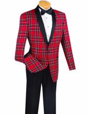  men's Shawl Christmas Red Jacket Lapel Plaid ~ Windowpane Dinner Best Inexpensive ~ Cheap ~ Discounted Blazer Suit Jacket For Affordable Cheap Priced Unique Fancy For Men Available Big Sizes on sale Men & Affordable Sport Coats Sale