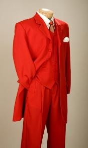  Fashionable Fire Engine Zoot Suit Prom pastel color Mens Red Suit