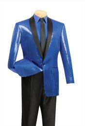 Prom ~ Wedding Tuxedo 2020 / Satin Shiny Sequin Glitter Dinner Jacket Affordable Cheap Priced Unique Fancy For Men Available Big Sizes on sale Stage Shawl Collar Flashy Shiny Suit Blue Inexpensive ~ Cheap ~ Discounted Blazer