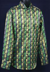  Shiny flashy Satin Fancy Luxurious Cheap Fashion Clearance Shirt Sale Online For Men - Green 