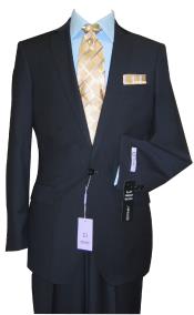  Single Buttons Tapered Cut Center Vented Wool fabric Blend Flat Front Suit 