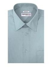  Cotton Blend Dress Cheap Fashion Clearance Shirt Sale Online For Men Ferrecci Regular Fit Lay Down Collared Sky Blue 