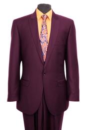  Tapered Leg Lower rise Pants & Peak Cheap Priced Fitted Tapered cut Collared Pick Stitched Inexpensive ~ Cheap ~ Discounted Clearance Sale Prom Extra Slim Fit Suit – Very Dark Purple One Button Suit