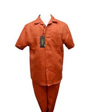  Rust Burnt Orange Summer Casual Leisure 2 Piece Walking Suits With Cuffed Pants