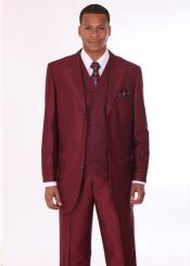  3 Piece Fashion Wide Leg 22Inch Pant Suit with 2 Tone Lapels Wedding Burgundy Prom ~ Maroon Wedding Prom ~ Wine Color