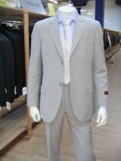 Lightest Grey Color ~ Beige 2 Button Style Superior Fabric Wool Fabric Rayon Viscose Dress Suit (LIGHT GRAY)