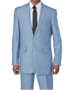 Pre Order April 2023 New Mens 2 Piece Luxurious 100% Mens Linen Suit - Cheap Priced Business Suits Clearance Sale 2 Buttons Blue