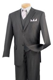  Basic Solid Plain Color Two buttons No Pleat 3 Piece Dark Gray Big And Tall men's Suits