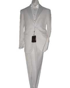  All White Two buttons Prom ~ Wedding Groomsmen Tuxedo Superior fabric 150's Fabric suit 
